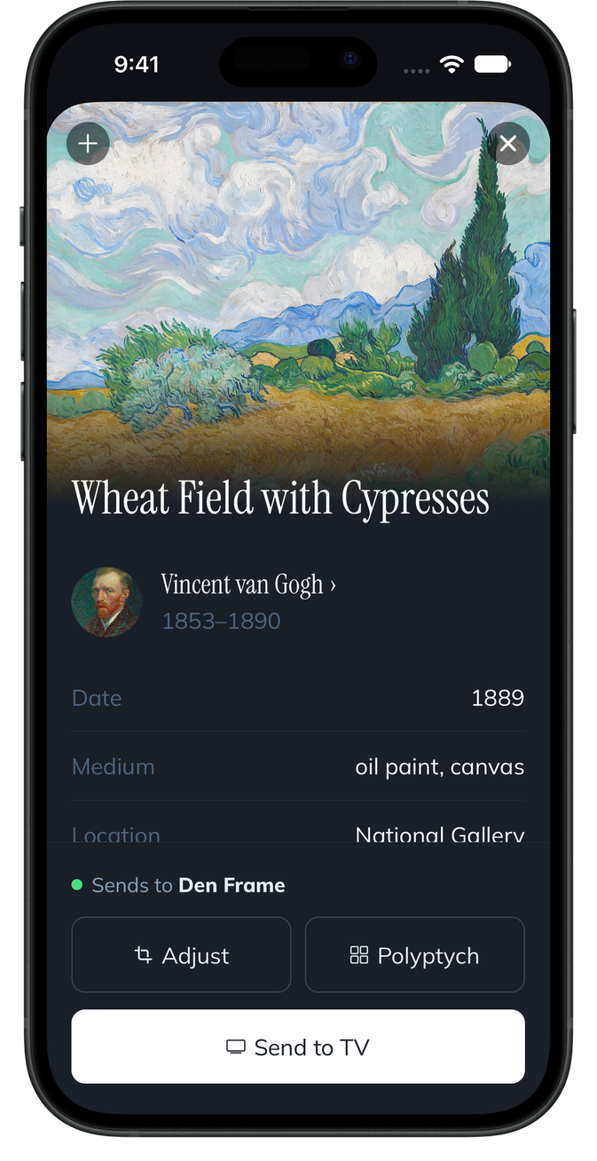 Frame Crop detail page for Wheat Field with Cypresses by Vincent van Gogh